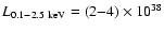 $L_{0.1{-}2.5~{\rm keV}}=(2{-}4)\times 10^{38}$