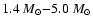 $1.4~M_\odot{-}5.0~M_\odot$