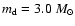 $m_{\rm d} = 3.0~M_\odot$