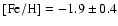 $\rm [Fe/H]=-1.9\pm0.4$