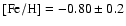$\rm [Fe/H]=-0.80\pm 0.2$