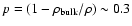 $p = (1 - \rho_{\rm {bulk}}/\rho) \sim 0.3$