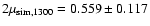 $2\mu_{\rm sim, 1300}=0.559\pm 0.117$