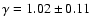 $\gamma=1.02\pm 0.11$