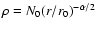 $\rho=N_0(r/r_0)^{-\alpha/2}$