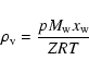 \begin{displaymath}\rho_{\rm v}={pM_{\rm w}x_{\rm w}\over ZRT}
\end{displaymath}