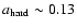 $a_{{\rm hard}}\sim 0.13$