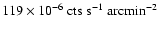 $119 \times 10^{-6}~{\rm cts~s ^{-1}~\rm arcmin^{-2}}$