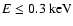 $E \leq 0.3~ \rm keV$