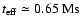 $t_{\rm eff} \simeq 0.65~ {\rm Ms}$