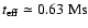 $t_{\rm eff} \simeq 0.63~ {\rm Ms}$
