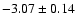 $-3.07\pm0.14$