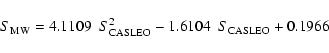 \begin{displaymath}{S_{\rm MW} = 4.1109~~ S_{\rm CASLEO}^{2} - 1.6104~~ S_{\rm CASLEO} + 0.1966}
\end{displaymath}