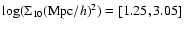 $\log (\Sigma_{10} ({\rm Mpc}/h)^2) = [1.25,3.05]$