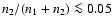 $n_2/(n_1+n_2)\la 0.05$
