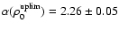 $\alpha(\rho_0^{\rm uplim})=2.26\pm0.05$