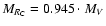 $M_{R_{\rm C}}=0.945\cdot M_V$