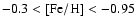 $-0.3 < \left[{\rm Fe/H}\right] < -0.95$