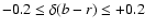 $-0.2\leq \delta (b-r) \leq +0.2$
