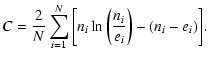 $\displaystyle C=\frac{2}{N}\sum_{i=1}^{N}{\left[n_i\ln
\left(\frac{n_i}{e_i}\right)-(n_i-e_i)\right]}.$