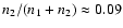 $n_2/(n_1+n_2)\approx 0.09$