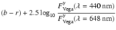 $\displaystyle (b-r) + 2.5 \log_{10} \frac{F^\gamma_{{\rm Vega}}(\lambda=440 ~{\rm nm})}{F^\gamma_{{\rm Vega}}(\lambda=648~ {\rm nm})}$