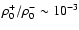 $\rho_0^+/\rho_0^- \sim 10^{-3}$