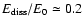 $E_{\rm diss}/E_0\simeq 0.2$
