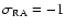 $\sigma_{\rm RA}=-1$