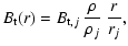 $\displaystyle B_{\rm t}(r) = B_{{\rm t},j} \: \frac{\rho}{\rho_j} \:
\frac{r}{r_j},$