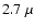 $2.7~\mu$