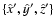 $\{\hat{x}',
\hat{y}', \hat{z}'\}$