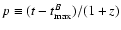 $p\equiv(t-t_{\rm max}^B)/(1+z)$