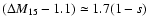 $(\Delta M_{15}-1.1) \simeq 1.7 (1-s)$