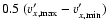 $0.5~(v'_{x,\rm max}-v'_{x,\rm min})$