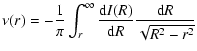 $\displaystyle \nu(r) = -\frac{1}{\pi} \int_r^\infty \frac{{\rm d}I(R)}{{\rm d}R}\frac{{\rm d}R}{\sqrt{R^2-r^2}}$