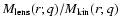 $M_{\rm lens}(r;q)/M_{\rm kin}(r;q)$