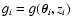 $g_i=g(\vec{\theta}_i,z_i)$