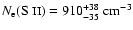$N_{{\rm e}}(\mbox{S {\sc ii}})= 910^{+38}_{-35}~{\rm cm^{-3}}$