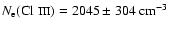 $ N_{{\rm
e}}(\mbox{Cl {\sc iii}})= 2045 \pm 304~ {\rm cm^{-3}}$