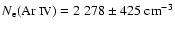 $ N_{{\rm e}}(\mbox{Ar {\sc iv}})= 2~278\pm 425~{\rm cm^{-3}}$
