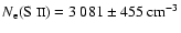 $ N_{{\rm e}}(\mbox{S {\sc ii}})= 3~081\pm 455~ {\rm cm^{-3}}$