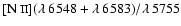 $[\mbox{N {\sc ii}}](\lambda~6548 + \lambda~6583)/\lambda~5755$