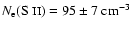 $ N_{{\rm e}}(\mbox{S {\sc ii}})= 95 \pm 7 ~ {\rm cm^{-3}}$