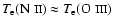 $T_{{\rm e}}(\mbox{N {\sc ii}}) \approx T_{{\rm e}}(\mbox{O {\sc iii}})$
