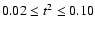 $0.02 \leq t^{2} \leq
0.10$