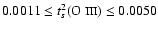 $0.0011 \leq t^{2}_{s}(\mbox{O {\sc iii}}) \leq 0.0050$