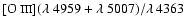 $[\mbox{\mbox{O {\sc iii}}}](\lambda~4959 + \lambda~5007)/\lambda~4363$