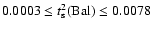 $0.0003 \leq t^{2}_{\rm s}(\rm Bal) \leq 0.0078$