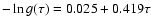 $-\ln g(\tau) = 0.025+0.419\tau$